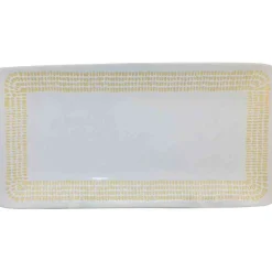 Best Gifi Plat à cake blanc contour grains de riz jaunes