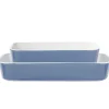 New Gifi Plat cuisson rectangulaire exterieur bleu interieur blanc 1L 2L x2