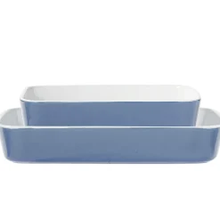 New Gifi Plat cuisson rectangulaire exterieur bleu interieur blanc 1L 2L x2