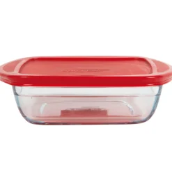 New Gifi Plat de cuisson carré en verre avec couvercle en plastique 1 L