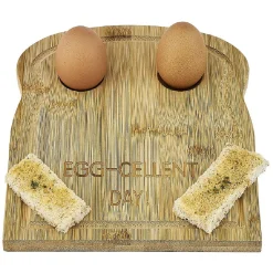 Best Gifi Plateau avec 2 emplacements à oeufs en bambou 24x20cm
