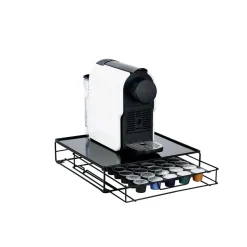 Hot Gifi Plateau avec tiroir à capsules en métal noir