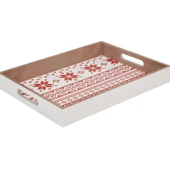 Sale Gifi Plateau blanc naturel à motifs rouges