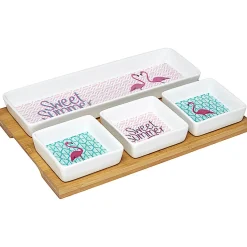 Sale Gifi Plateau + 4 coupelles motif flamant rose