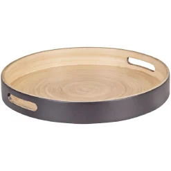 Sale Gifi Plateau de service rond en bambou noir