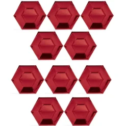 Sale Gifi Plateau hexagonal carton rouge métallisé Ø26cm x10