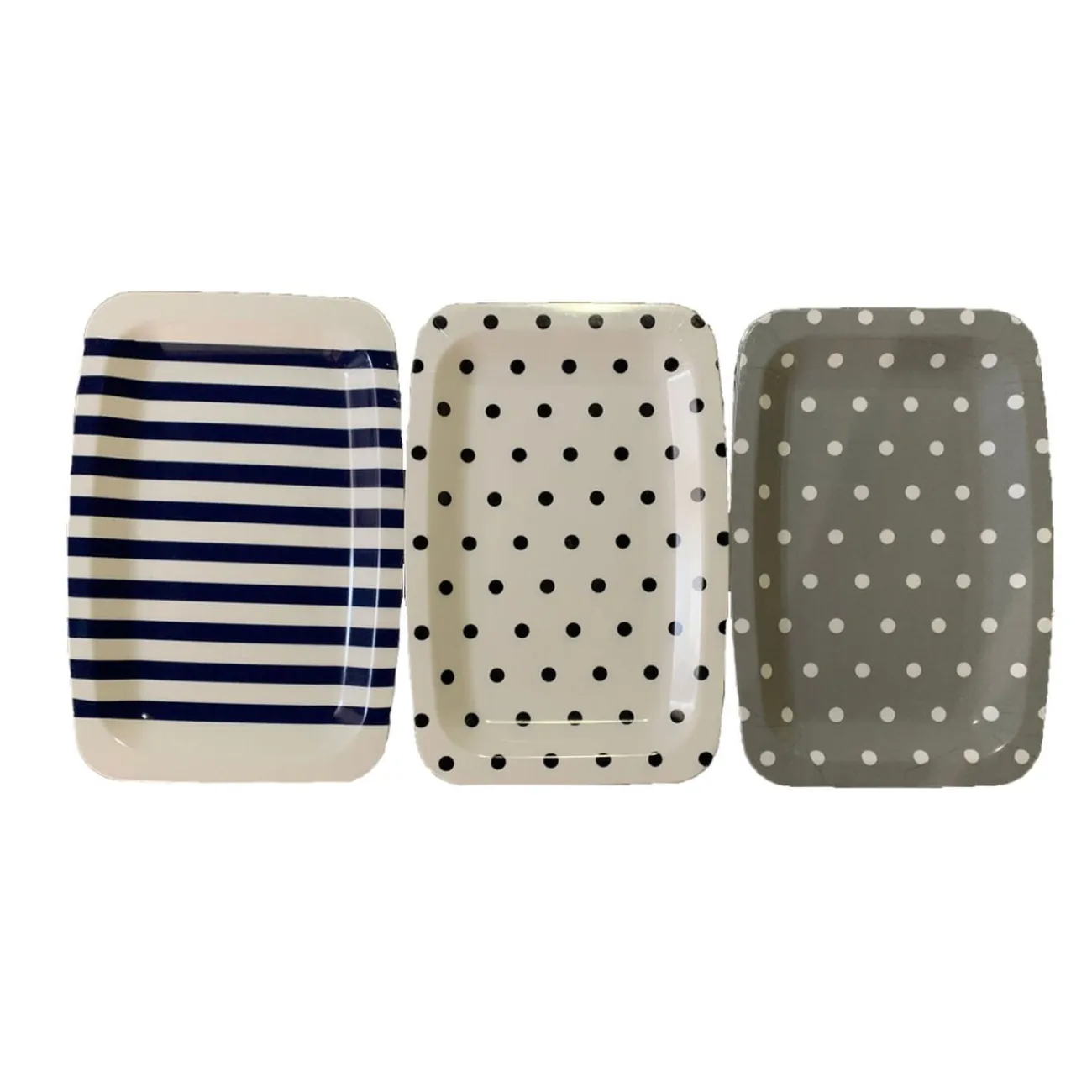 Sale Gifi Plateau plastique rayé ou à pois 33x22xH1,5cm