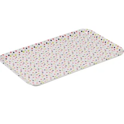 Sale Gifi Plateau rectangulaire mélamine blanc motif pois multicolores