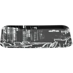 Outlet Gifi Plateau rectangulaire mélamine design bistrot noir et blanc