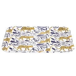 Outlet Gifi Plateau rectangulaire motif léopard blanc et bleu 27x38cm