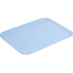 Sale Gifi Plateau rectangulaire plastique rayure blanc et bleu 29x22cm