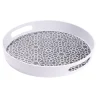 Sale Gifi Plateau rond mélaminé motif géométrique blanc et bleu Ø34,5xH5cm