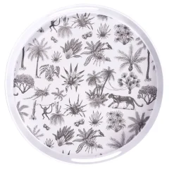 Best Gifi Plateau rond mélaminé motif savane blanc et noir Ø34,5xH5cm