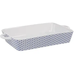 Hot Gifi Plat à four design géométrique bleu et blanc