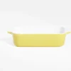 New Gifi Plat à four en grès blanc et jaune 24x13,6xH5,5cm