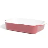 Online Gifi Plat à four en grès blanc et rouge 35,7x20xH6,7cm
