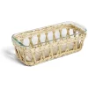 Clearance Gifi Plat à four en verre transparent et déco raphia beige 28x11,5xH8,5cm