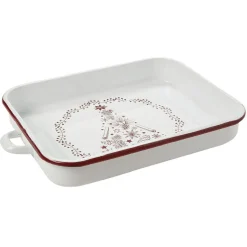 Online Gifi Plat à four émaillé Noël blanc et rouge
