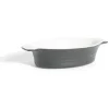 Online Gifi Plat à four ovale en céramique noir 13,5x17xH5cm