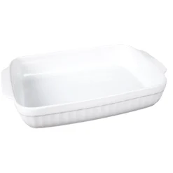 Outlet Gifi Plat à four rectangulaire en céramique blanc 36x24,2xH.6,2 cm