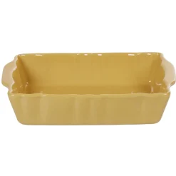 Discount Gifi Plat à four rectangulaire jaune moutarde en grès
