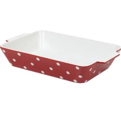 Clearance Gifi Plat à four rectangulaire rouge à pois blancs