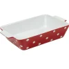 Discount Gifi Plat à four rectangulaire rouge à pois blancs