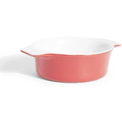 Clearance Gifi Plat à four rond en céramique rouge 13,5x17xH5cm