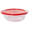 Discount Gifi Plat à four rond en verre couvercle plastique