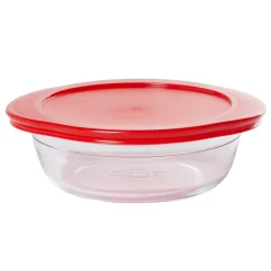 Discount Gifi Plat à four rond en verre couvercle plastique