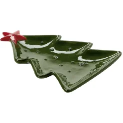 Best Gifi Plat service sapin en céramique vert