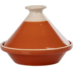 Sale Gifi Plat à tajine en faïence rouge brique et blanc ivoire