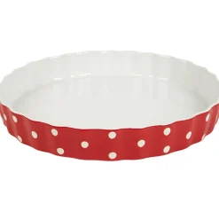 Gifi Plat à tarte rouge à pois blancs