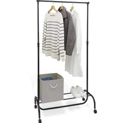 Gifi Rangement|Portant réglable en métal avec tablette de rangement noir 86x43xH110/180cm