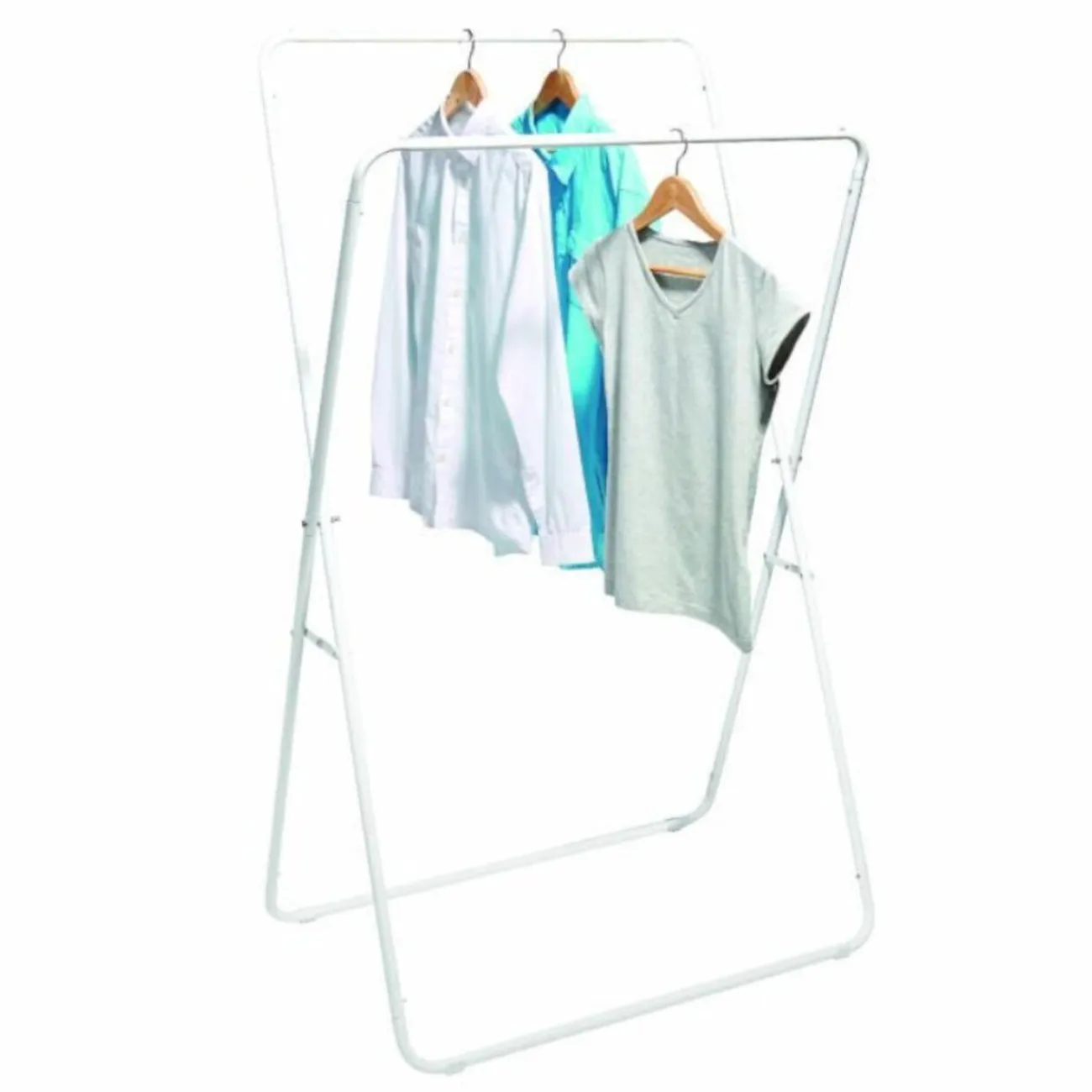 Gifi Rangement|Portant vêtement double pliable blanc