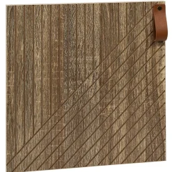 Gifi Rangement|Porte Box Cube 32,2x32,2x1,2cm bois sculpté marron