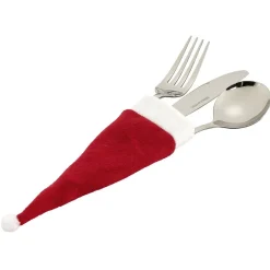 Outlet Gifi Porte couvert chapeau de Noël rouge et blanc x4