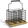 Gifi Porte couverts fer noir et bois marron 17,5x14x12cm