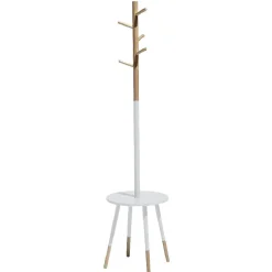 Gifi Rangement|Porte manteau blanc et bois nature