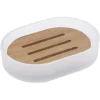 Gifi Aménagement Salle De Bain^Porte-savon blanc en verre et bois 14x10xH3cm