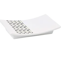 Gifi Aménagement Salle De Bain^Porte savon blanc motif triangles