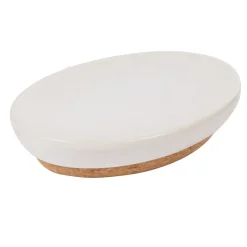 Gifi Aménagement Salle De Bain^Porte savon céramique blanc avec fond liège