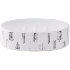 Gifi Aménagement Salle De Bain^Porte-savon céramique motif blanc et noir 13x8,5xH3cm