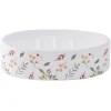 Gifi Aménagement Salle De Bain^Porte-savon céramique motif floral blanc et rose 13x8,5xH3cm