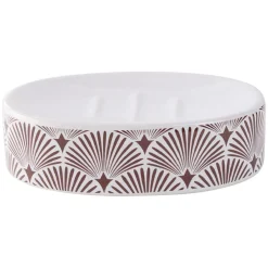 Gifi Aménagement Salle De Bain^Porte-savon céramique motif vague japonaise blanc et rouge 13x8,5xH3cm