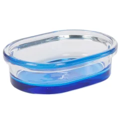 Gifi Aménagement Salle De Bain^Porte savon en verre effet tie and die bleu