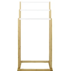 Gifi Aménagement Salle De Bain^Porte-serviettes en bambou naturel et blanc 42x24xH81,5cm