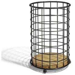 Best Gifi Porte ustensiles bambou et métal noir Ø11,3xH17cm