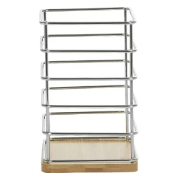 Best Gifi Porte ustensiles de cuisine en métal avec socle en bambou