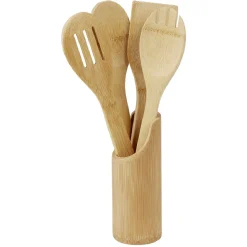 Discount Gifi Pot avec 4 ustensiles de cuisine en bambou